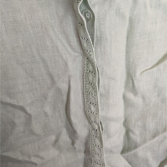 Adolfo Studio Top Button Front 100% Linen 90's Relaxed Fit Coastal Size 4 - Picture 10 of 11